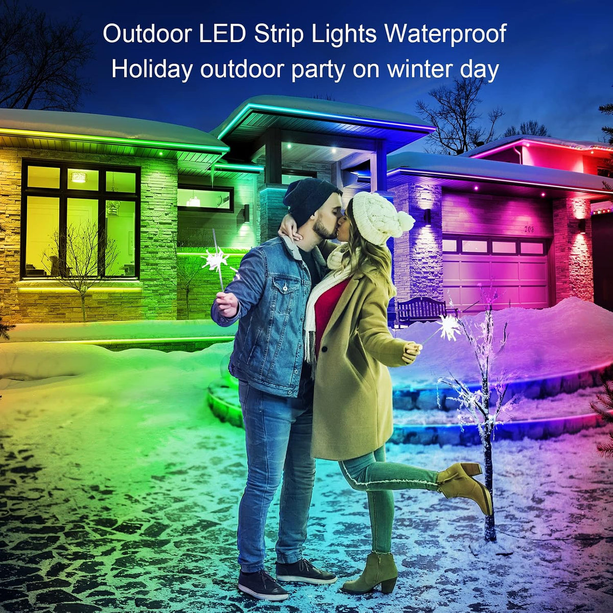 100ft Outdoor LED Strip Lights Waterproof,IP68 Outside Led Light Strips Waterproof with Bluetooth App Remote Control - Bar100ft