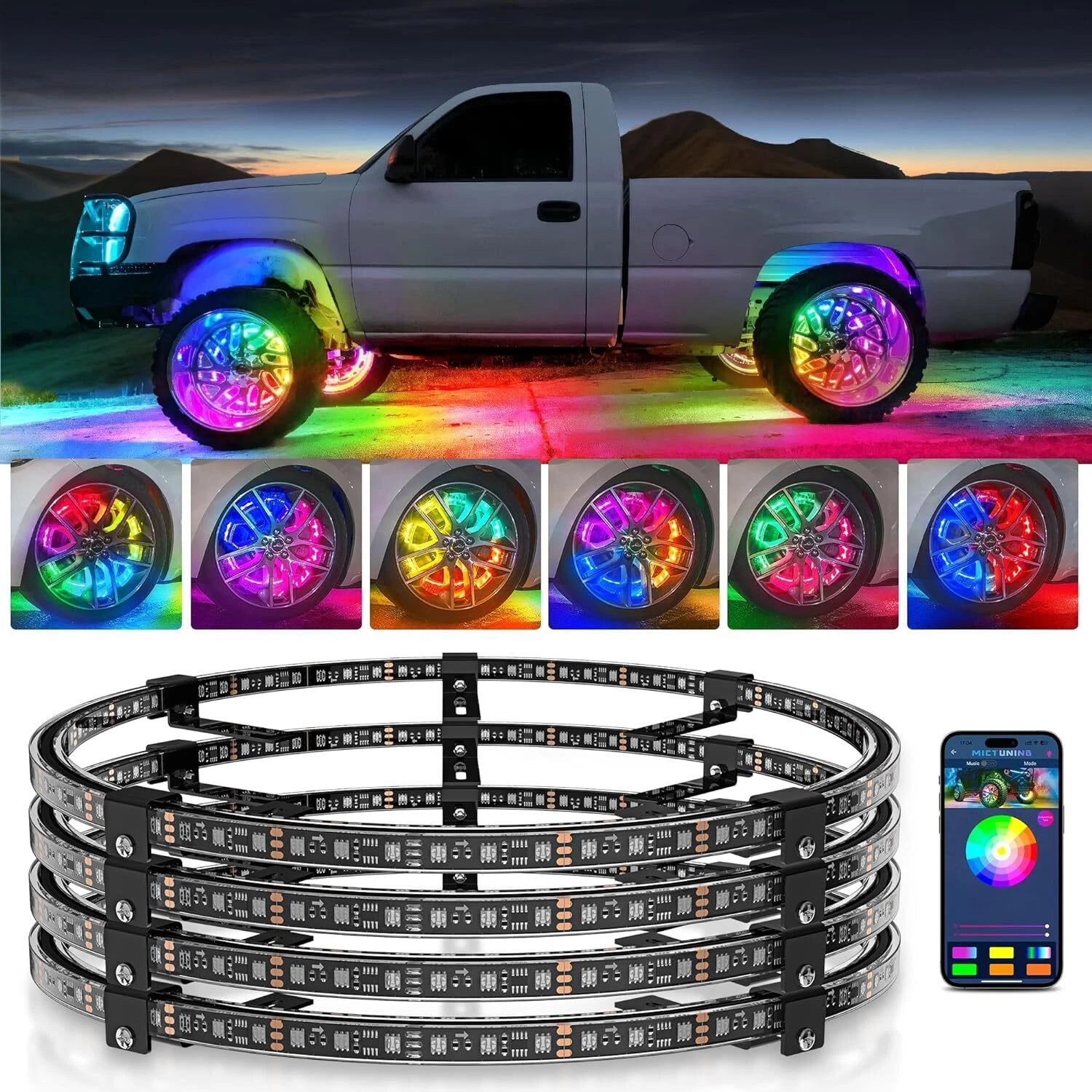 17 inch V1 RGB+IC Chasing Color Wheel Ring Lights Kit with APP Control - My Store