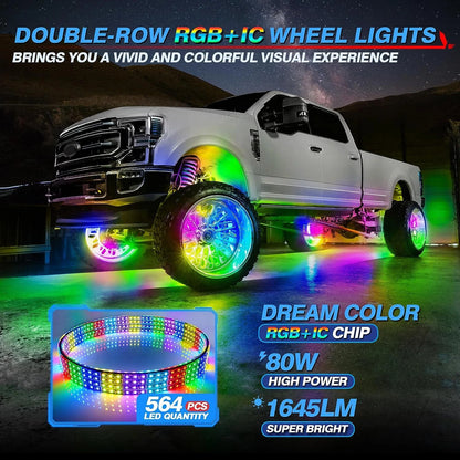 17 inch V1 RGB+IC Chasing Color Wheel Ring Lights Kit with APP Control