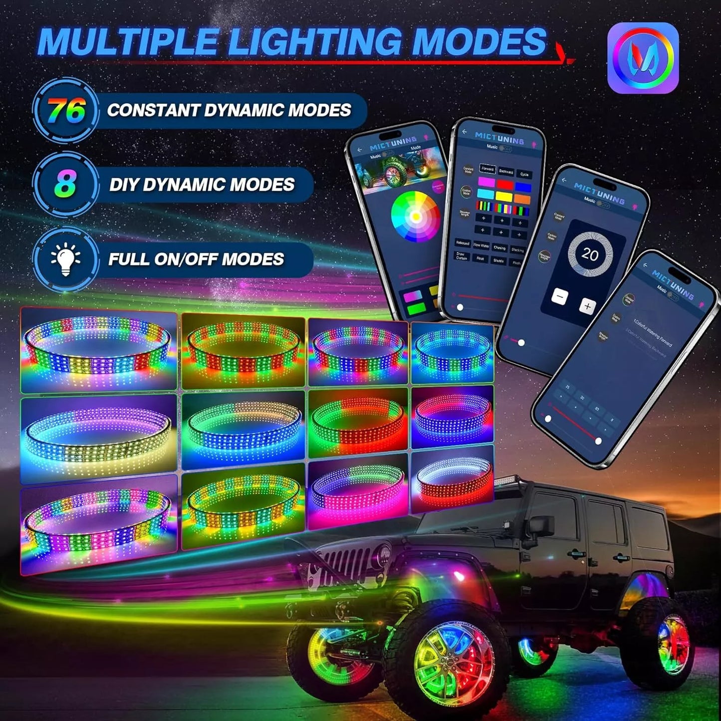 17 inch V1 RGB+IC Chasing Color Wheel Ring Lights Kit with APP Control - My Store
