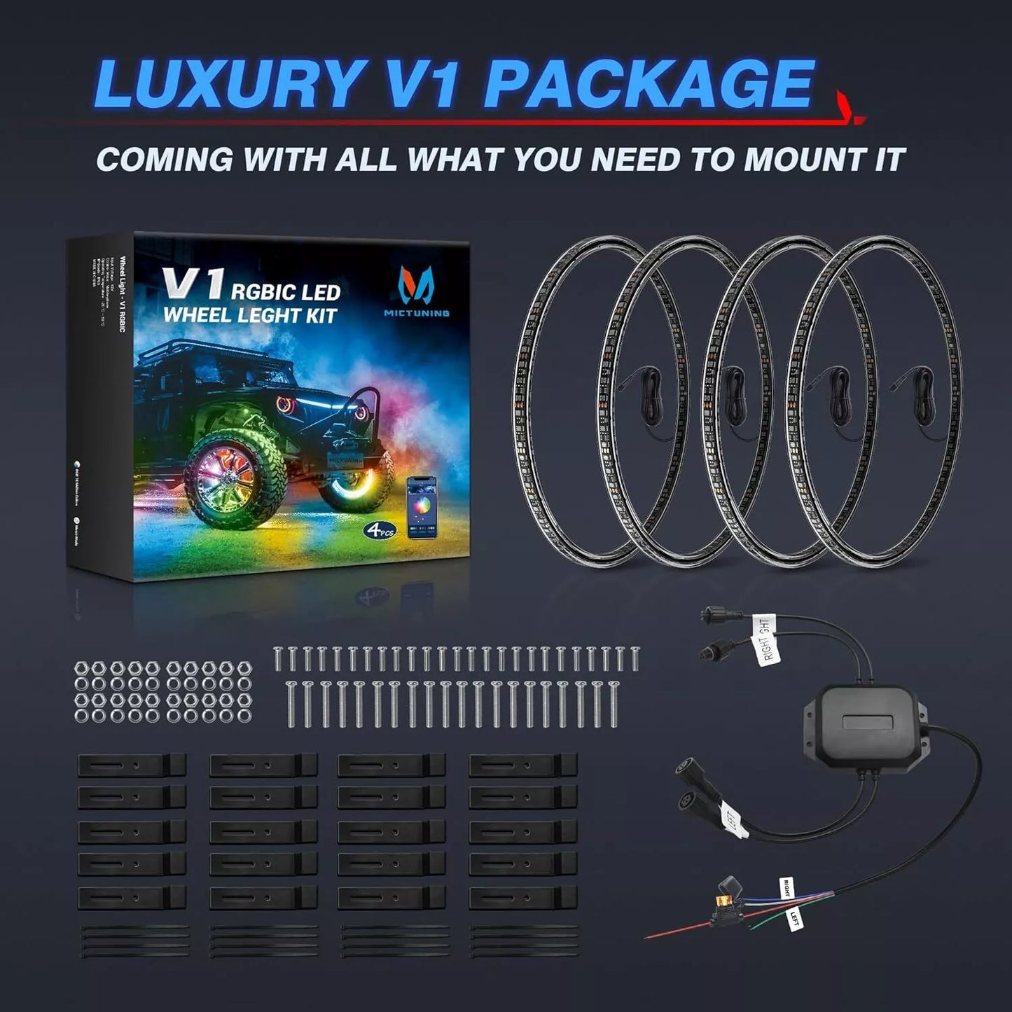 17 inch V1 RGB+IC Chasing Color Wheel Ring Lights Kit with APP Control - My Store