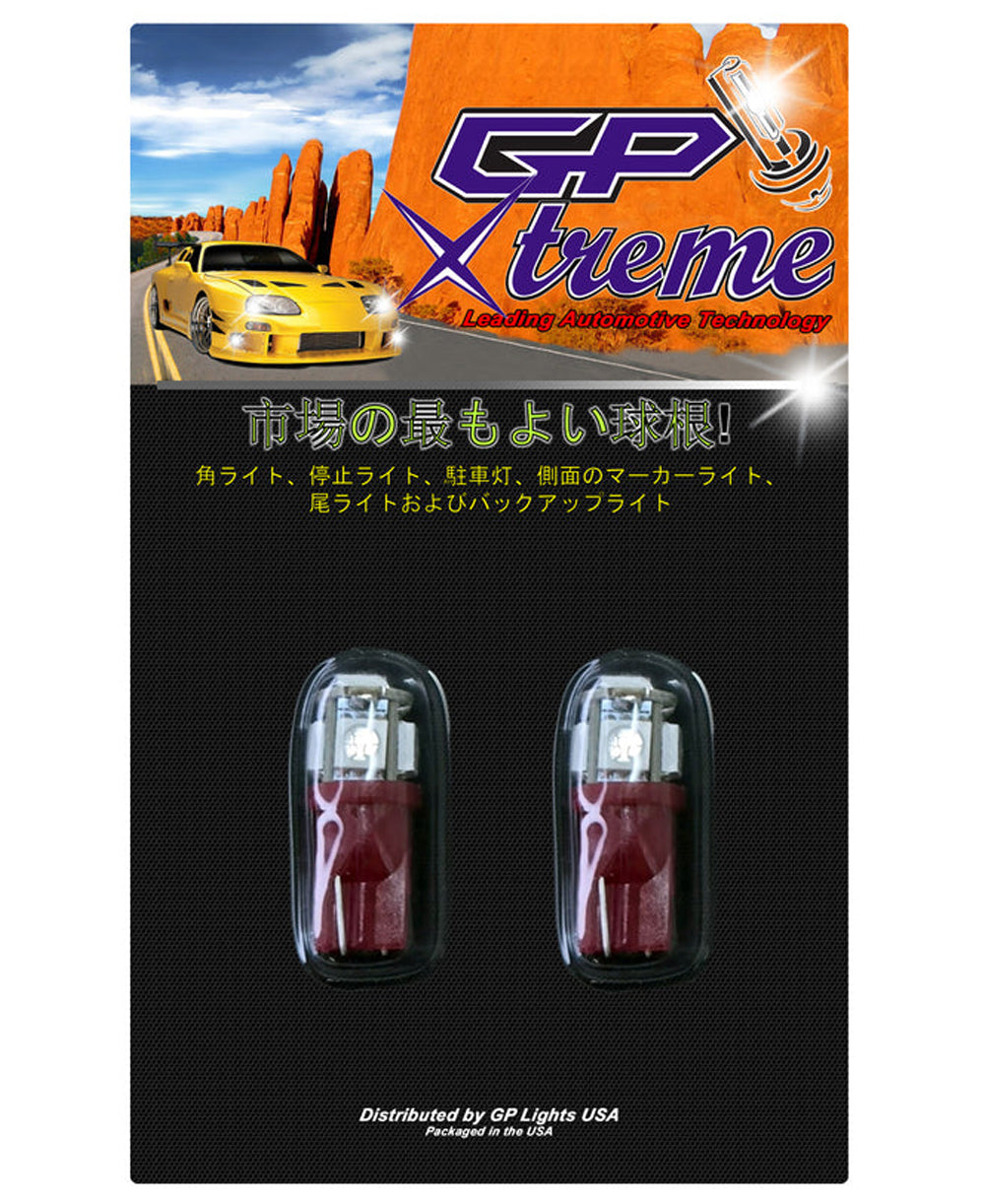 GP Xteme 194 168 2825 W5W T10 Red SMD 5050 LED Light Bulbs - GP-194-SMD-5R - GP Lights USA