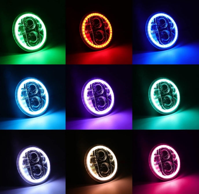 5" 3/4 GP Xtreme Pair DRL 5 Inch Round RGBW LED Headlight - Bike - Motorcycle LED9-139-DRL