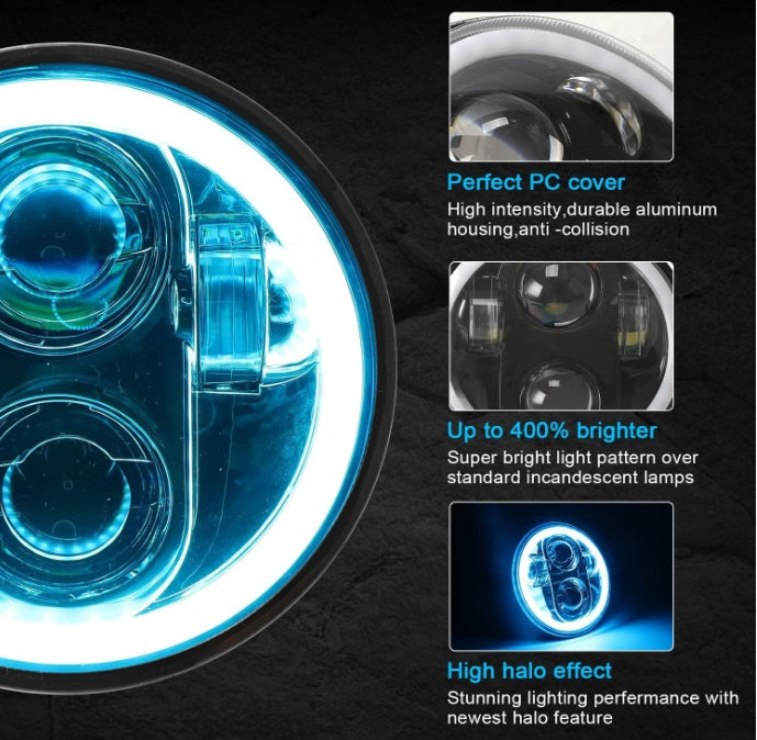 5" 3/4 GP Xtreme Pair DRL 5 Inch Round RGBW LED Headlight - Bike - Motorcycle LED9-139-DRL