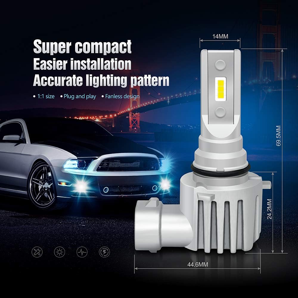 GP Xtreme 9005 HB3 9145 White Light Bulbs - Fog Light, High Beam, Low Beam Headlamp Headlight Kit GP-9005-LED-60W