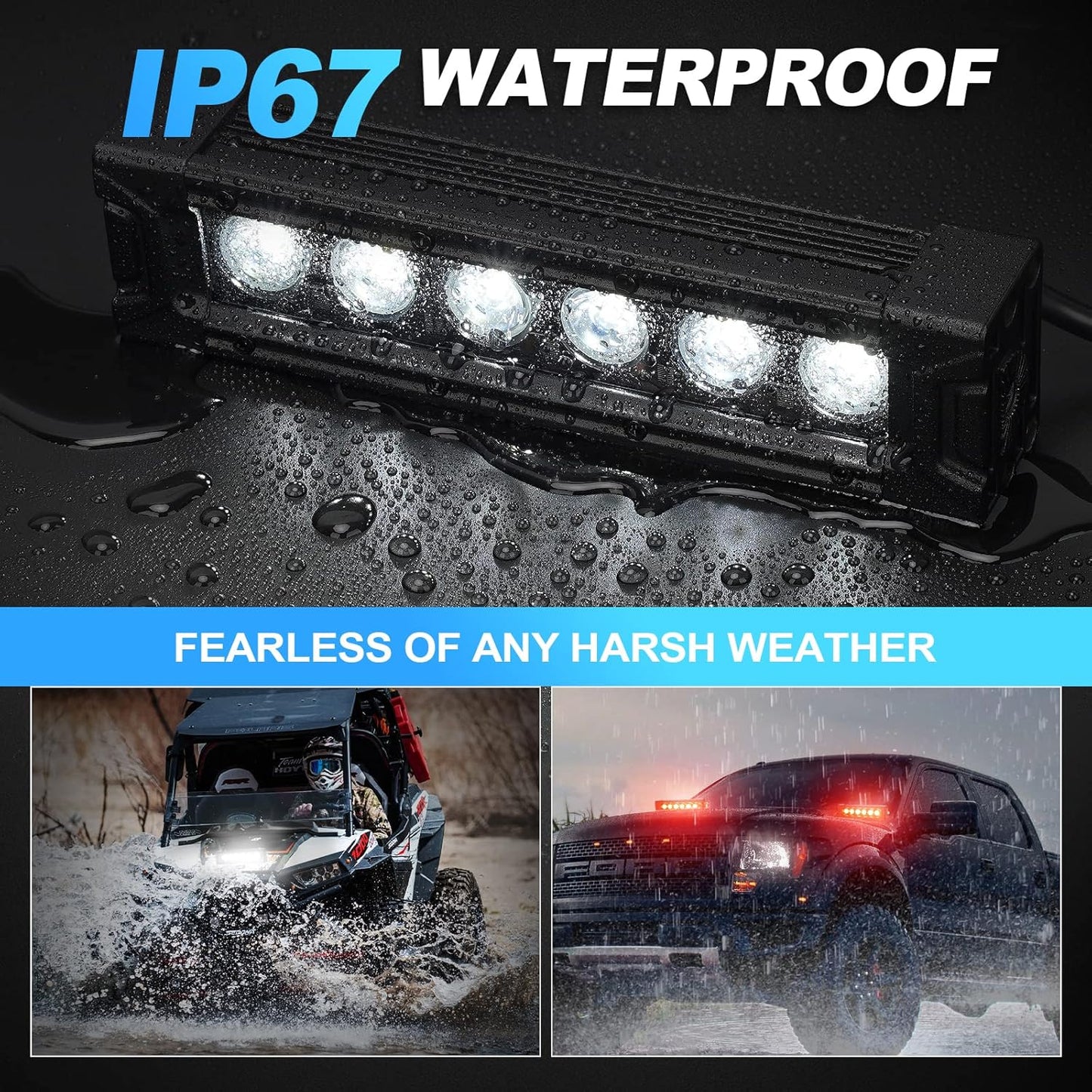 7 Inch Led Light Bar, 30W 5000 Lumens Light Bar for Truck Off Road ATV UTV Boat, 12 Volt Led Flood Lights Work Light Auxiliary Driving Fog Light with Mount Bracket