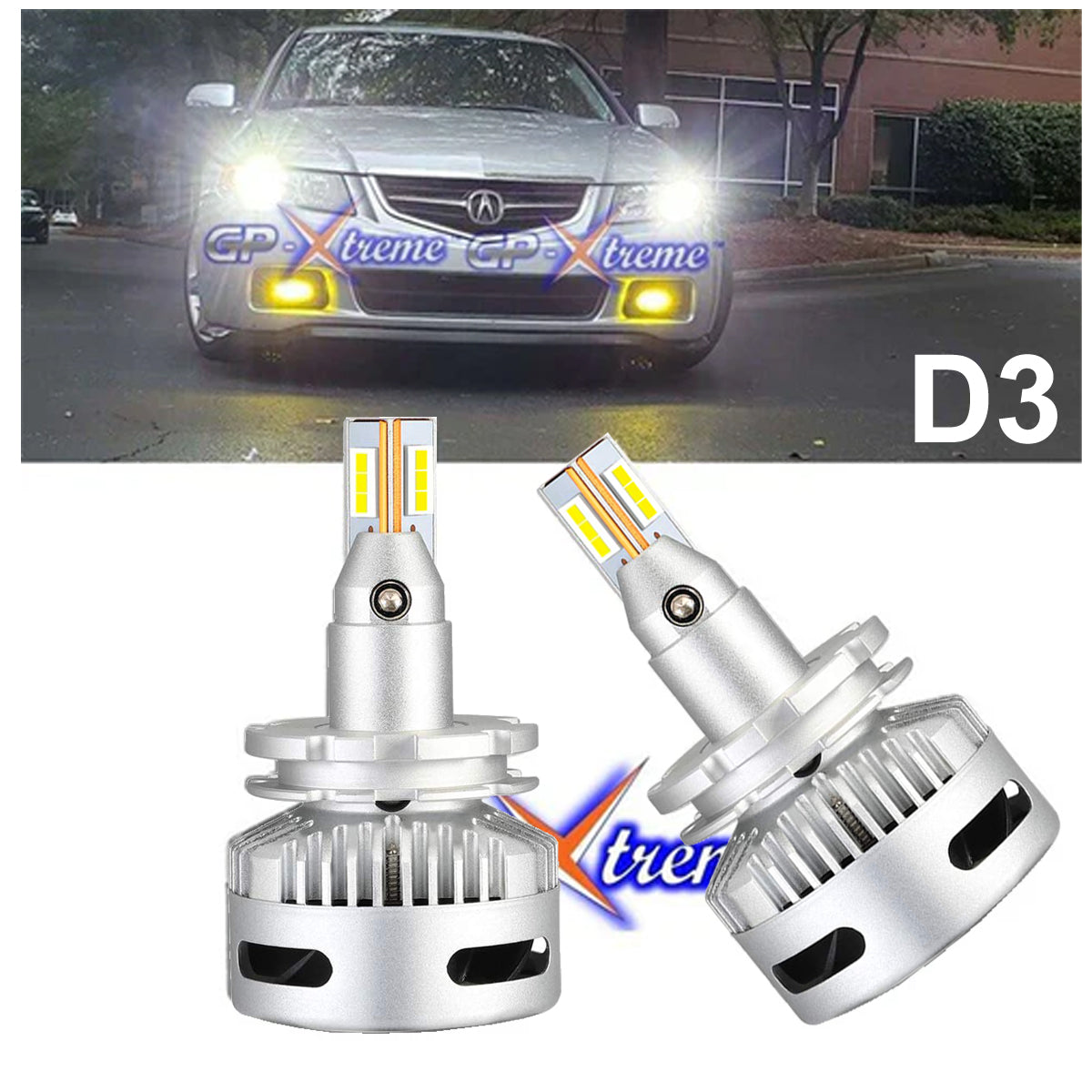 GP Xtreme D3S D3R LED Headlamp Light Bulbs Super White 6500K 20000 Lumen GP-D3S-LED-HL-X - My Store