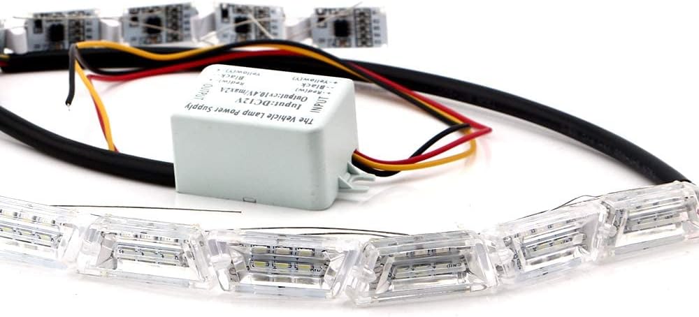 Flexible Car Led Strip, Crystal DRL Led Lights Daytime Running Light Flowing Turn Signal Light Headlight White/Amber Fog Lamp 12V -