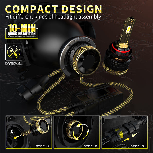 GP Xtreme 9006 HB4 LED Headlamp Light Bulbs Super White 6500K 24000 Lumen GP-9006-LED-HL-XI