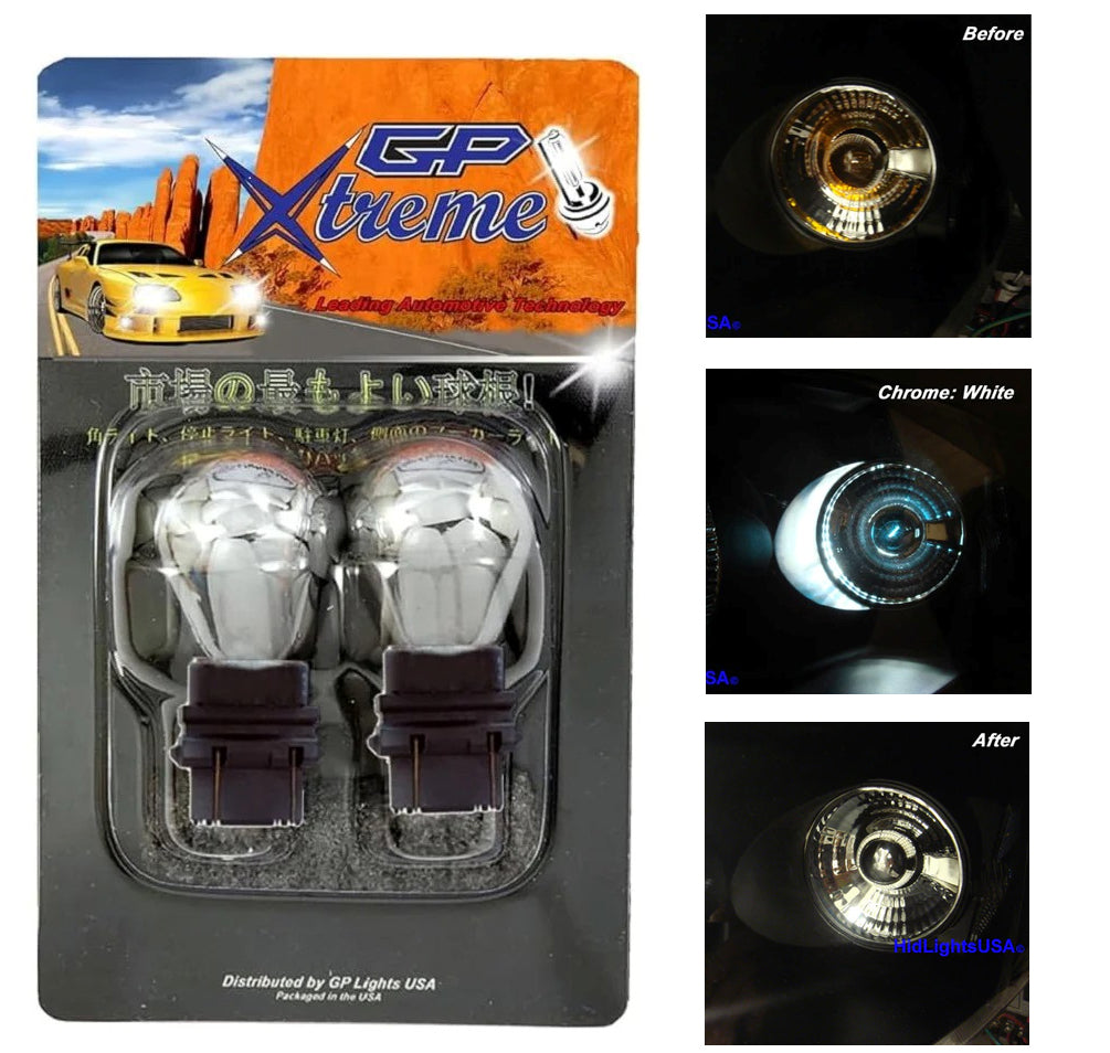 GP Thunder 3157 3057 3457 3156 4157 T25 Silver Stealth Chrome White Light bulbs GP-3157-CW