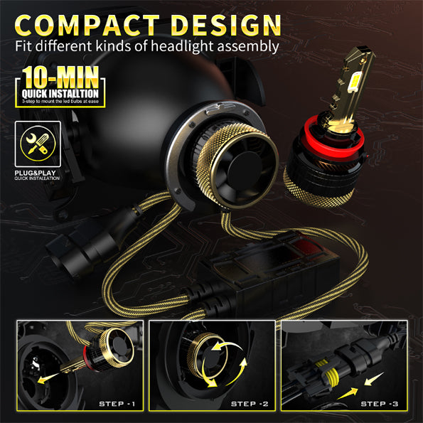 GP Xtreme H8 LED Headlamp Light Bulbs Super White 6500K 24000 Lumen GP-H8-LED-HL-XI