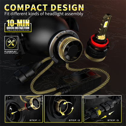 GP Xtreme H8 LED Headlamp Light Bulbs Super White 6500K 24000 Lumen GP-H8-LED-HL-XI