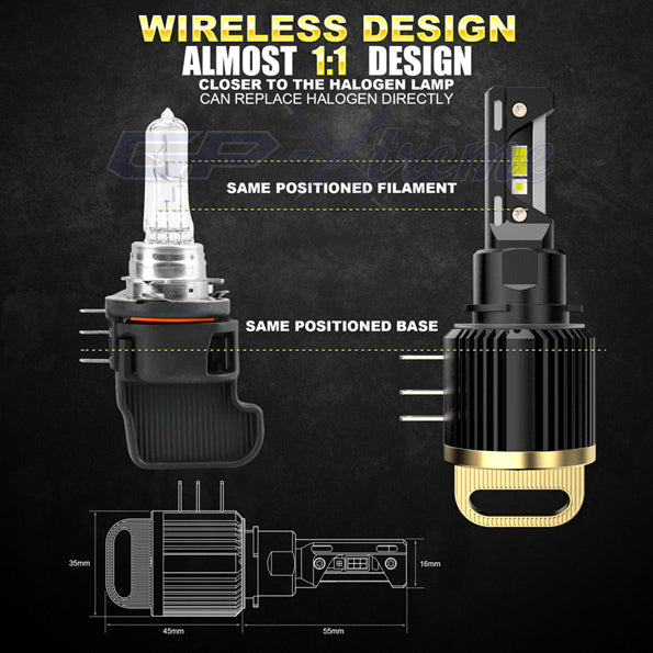 GP Xtreme H15 LED Headlamp Light Bulbs Super White 6500K 24000 Lumen GP-H15-LED-HL-XI