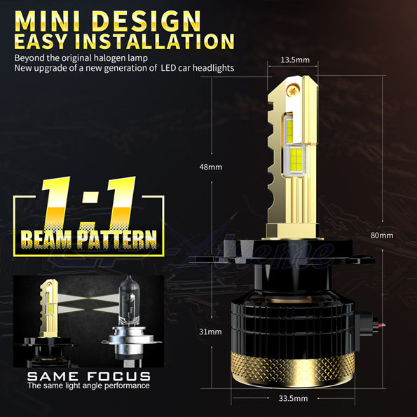 GP Xtreme H4 9003 LED Headlamp Light Bulbs Super White 6500K 24000 Lumen GP-H4-LED-HL-XI - My Store