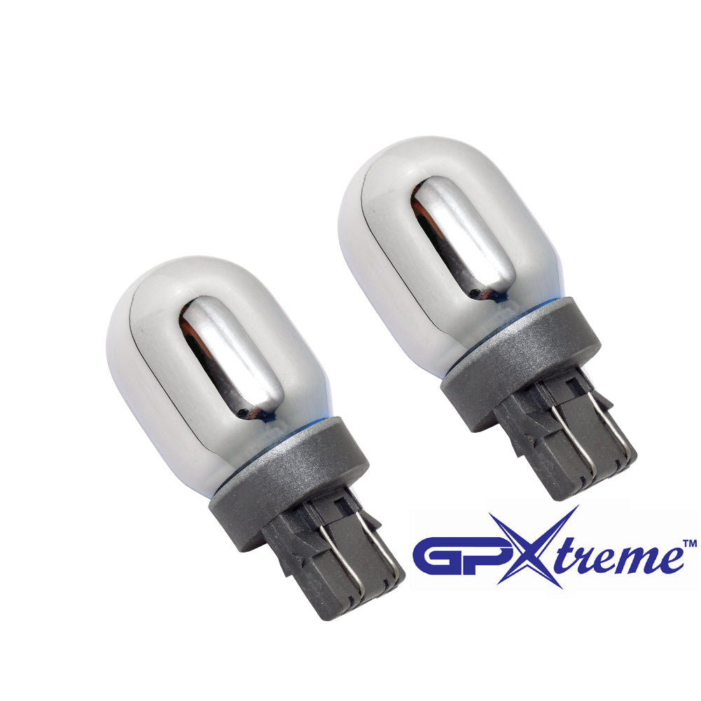 GP Thunder 7443 7444 T20 Silver Stealth Chrome Amber Light bulbs Compatible for Turn Signal, Parking, Brake Light, Back up, Reverse Light