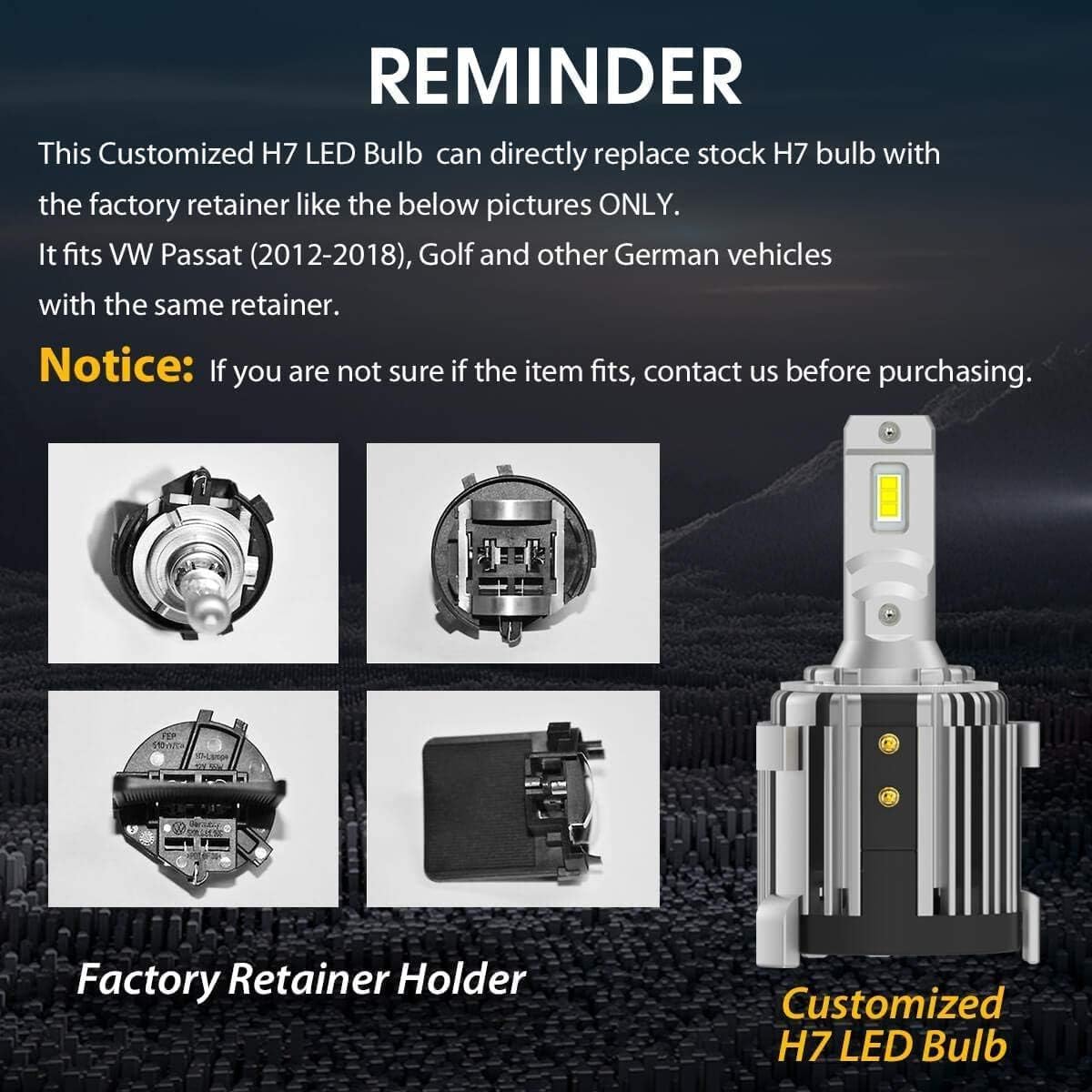 GP Xtreme H7 White Headlight with Adapter Retainer Holder Low Beam Driving Light - Build in Canbus - No Need Other extra Cable - Compatible for Volkswagen Passat Golf Jetta Sprinter  GP-H7-HL-VW-XI - My Store