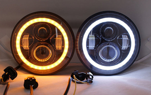 H6014 7" GP Xtreme Pair DRL 7 Inch Round White and Amber LED Headlight 137