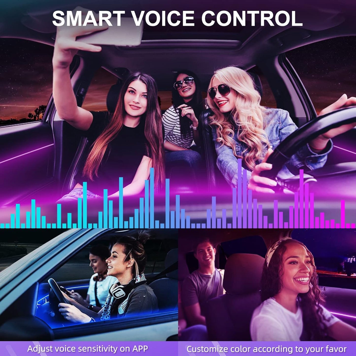 LED Interior Strip Lights, RGB Ambient Lighting Kits, 16 Million Colors 5 in 1 with 236 inches Fiber Optic, Music Sync Rhythm and APP Control, Car Accessories for Dashboard - RGB-Ambient-Strip
