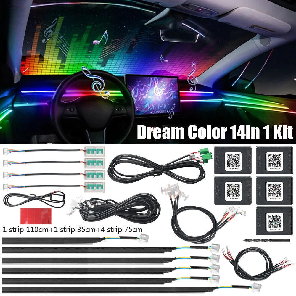 RGBW LED Inner Atmosphere Light Interior Decoration Ambient Lamp Dual - RGBW-Ambient-14in1 Kit