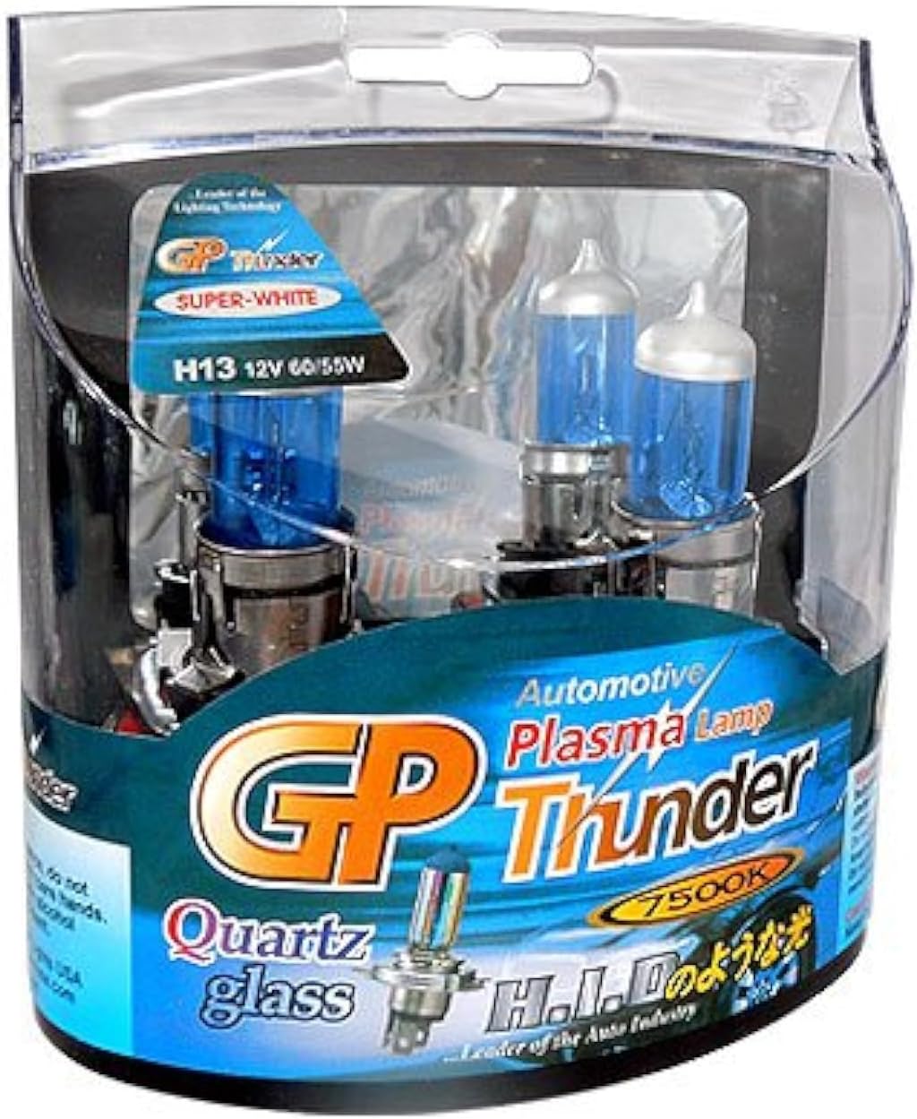 GP Thunder H13 9008 7500K 12V 65W/55W Super White Light Bulbs - High Beam - Low Beam SGP75K-H13
