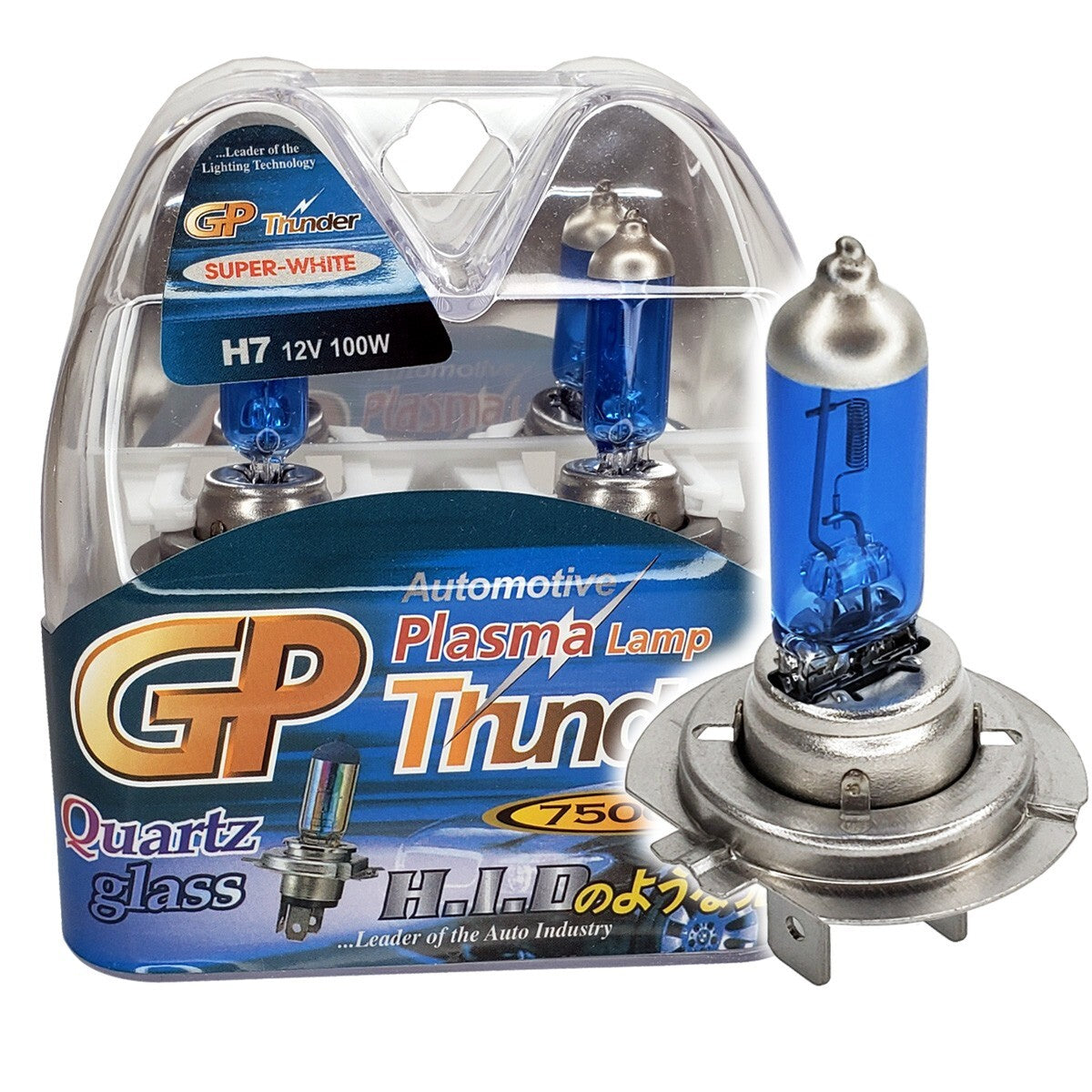 GP Thunder H7 7500K 12V 100W Super White Headlamp - Fog Light Bulbs - High Beam - Low Beam GP75K-H7