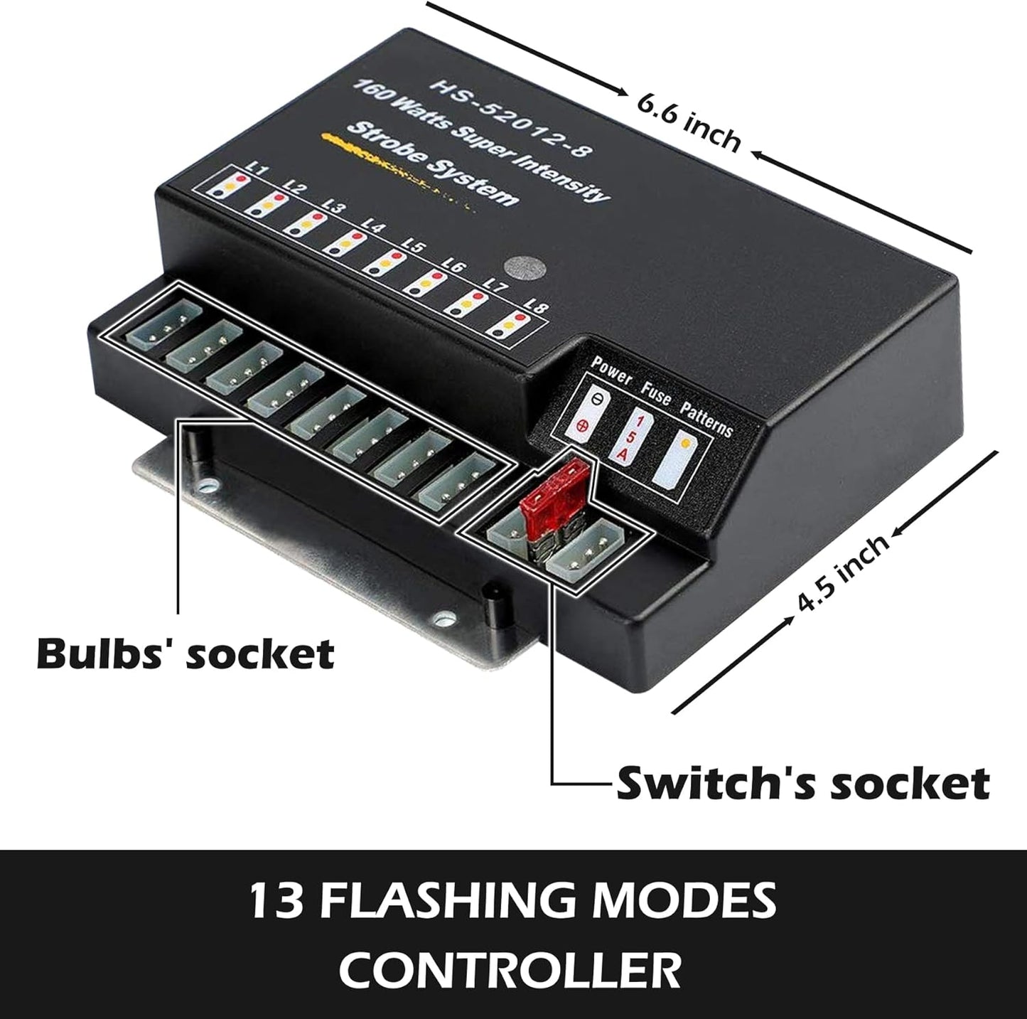 Strobe Lights Kit 8 HID Bulbs 13 Flashing Mode Memory Recall Function, 16 Feet Power Cord with Controller, Emergency Strobe Lights for Trucks Vehicles - HID-Strobe-8