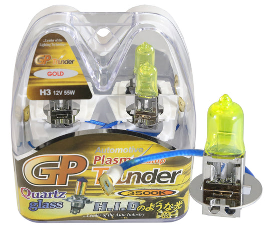 GP Thunder H3 3500K 55W JDM Golden Yellow Light Bulbs - High - Low Beam - SGP35K-H3