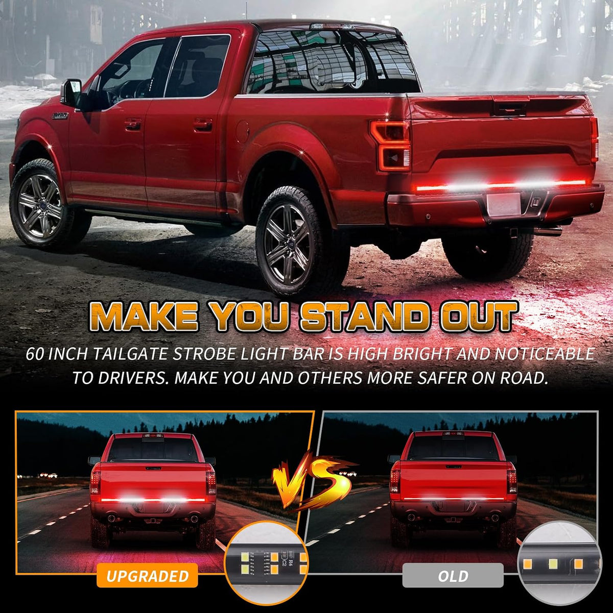 60 inch Tailgate Lights 360 LED Strobe Lights - GP-Tailgate-60in - GP Lights USA