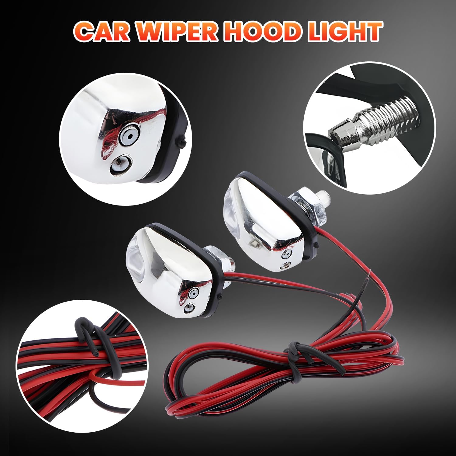 Car Wiper Hood Light, 12V Dc Windshield Nozzle Light Universal Spray Nozzle Washer Blue LED (Copy) - My Store