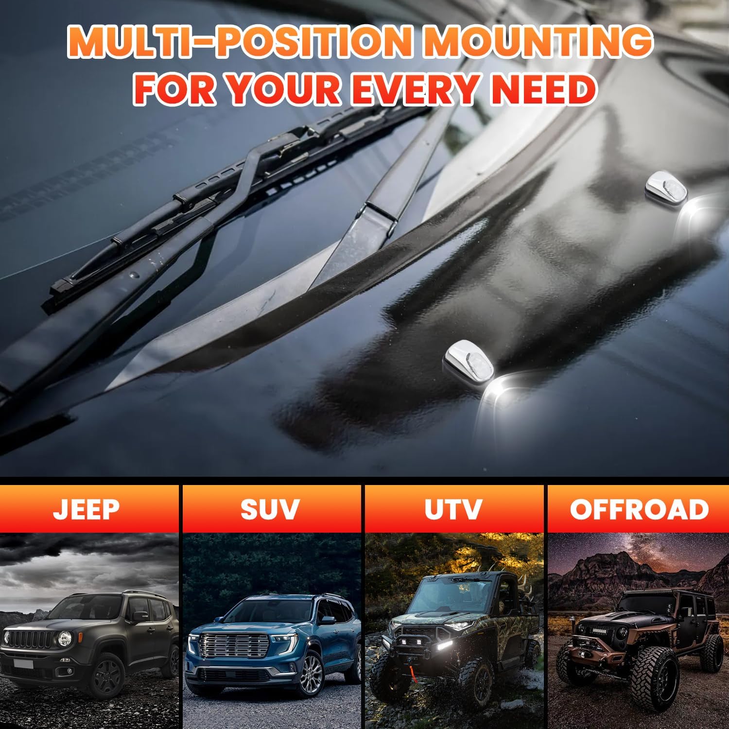 Car Wiper Hood Light, 12V Dc Windshield Nozzle Light Universal Spray Nozzle Washer Blue LED (Copy) - My Store