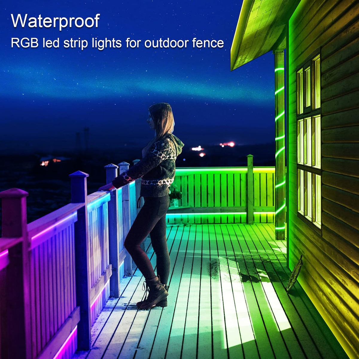 100ft Outdoor LED Strip Lights Waterproof,IP68 Outside Led Light Strips Waterproof with Bluetooth App Remote Control - Bar100ft