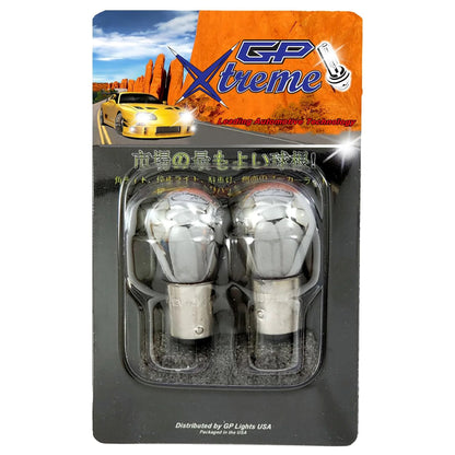 GP Thunder 1156 T25 Silver Stealth Chrome Amber Light bulbs - Straight Pins - GP-1156-CA