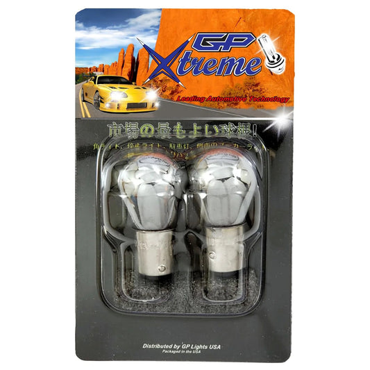 GP Thunder 1156 T25 Silver Stealth Chrome Amber Light bulbs - Straight Pins - GP-1156-CA