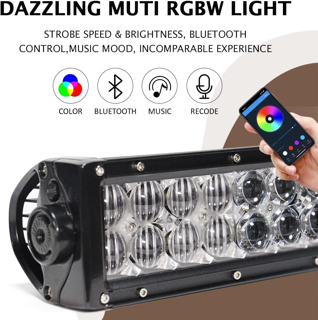 22 Inch LED RGB Lights Bars, Spot Combo Work Light Flood Spot Combo Work Light Driving Lights Off-road Lighting for SUV Ute ATV Truck 4x4 Boat  - BAR-RGB-22