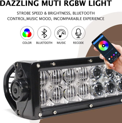 22 Inch LED RGB Lights Bars, Spot Combo Work Light Flood Spot Combo Work Light Driving Lights Off-road Lighting for SUV Ute ATV Truck 4x4 Boat  - BAR-RGB-22