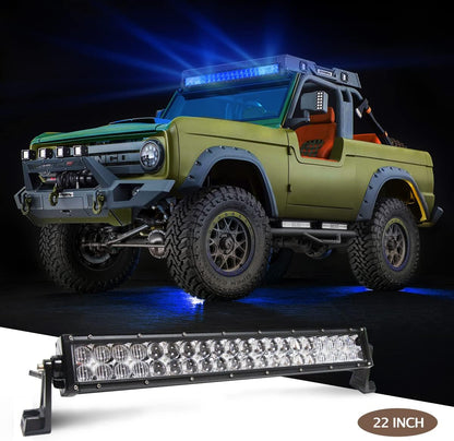 22 Inch LED RGB Lights Bars, Spot Combo Work Light Flood Spot Combo Work Light Driving Lights Off-road Lighting for SUV Ute ATV Truck 4x4 Boat  - BAR-RGB-22