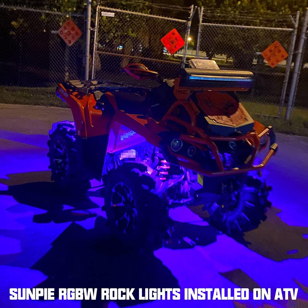 8 Pods RGBW Rock Lights Aluminium Metal Underglow Light Kit App Control RF Voice Mode Music Mode Multicolor Wheel Well Lights for Off Road Trucks SUV GP-LED-415-RGBW-8Oval
