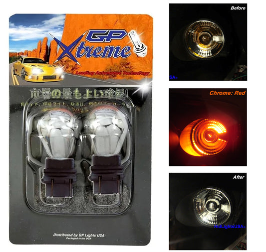 GP Thunder 3157 3057 3457 3156 4157 T25 Silver Stealth Chrome Red Light bulbs GP-3157-CR