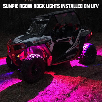 8 Pods RGBW Rock Lights Aluminium Metal Underglow Light Kit App Control RF Voice Mode Music Mode Multicolor Wheel Well Lights for Off Road Trucks SUV GP-LED-415-RGBW-8Oval