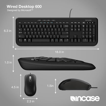 Keyboard Incase Wired Desktop 600 Keyboard & Mouse Combo – Designed by Microsoft - GP Lights USA
