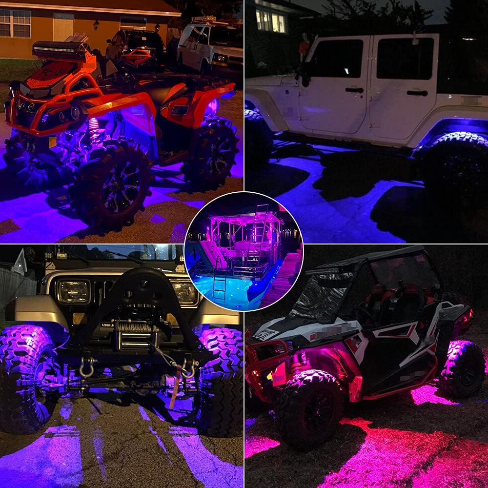 8 Pods RGBW Rock Lights Aluminium Metal Underglow Light Kit App Control RF Voice Mode Music Mode Multicolor Wheel Well Lights for Off Road Trucks SUV GP-LED-415-RGBW-8Oval