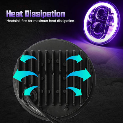 5" 3/4 GP Xtreme Pair DRL 5 Inch Round RGBW LED Headlight - Bike - Motorcycle  LED9-139-DRL