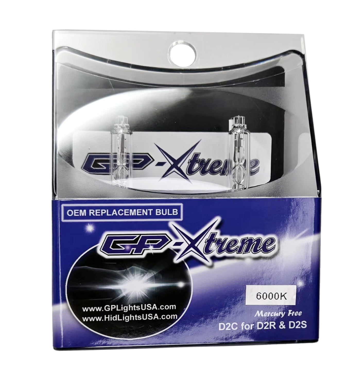 GP Xtreme D2R D2S D2C Xenon HID 6000K Super White Head Light Bulbs for High - Low Beam - GPX-D2C-6000K