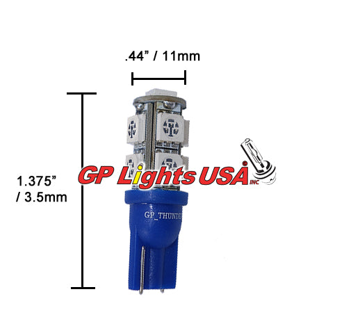 GP Xteme 194 168 2825 W5W T10 Blue SMD 5050 LED Light Bulbs  - GP-194-SMD-9B
