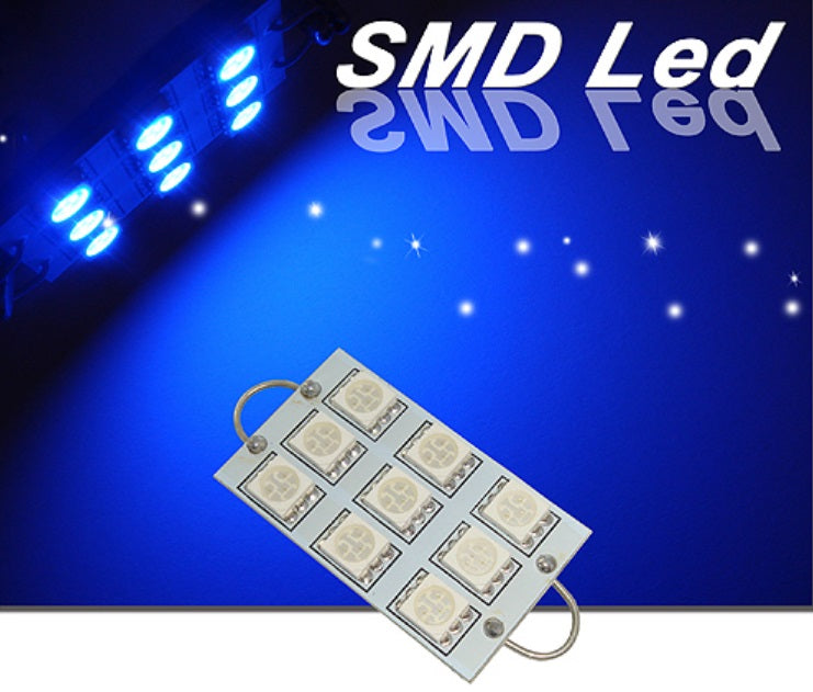 GP Xtreme 1142 221 wire hook end 1.75" 9 Blue LED Festoon Light Bulbs For Car interior Dome/Map/Trunk GP-221-9SMD-B