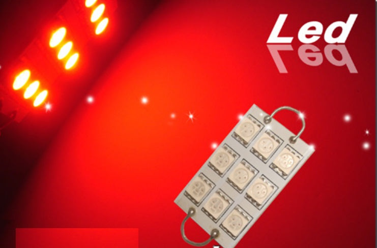 GP Xtreme 1142 221 wire hook end 1.75" 9 RED LED Festoon Light Bulbs For Car interior Dome/Map/Trunk GP-221-9SMD-R