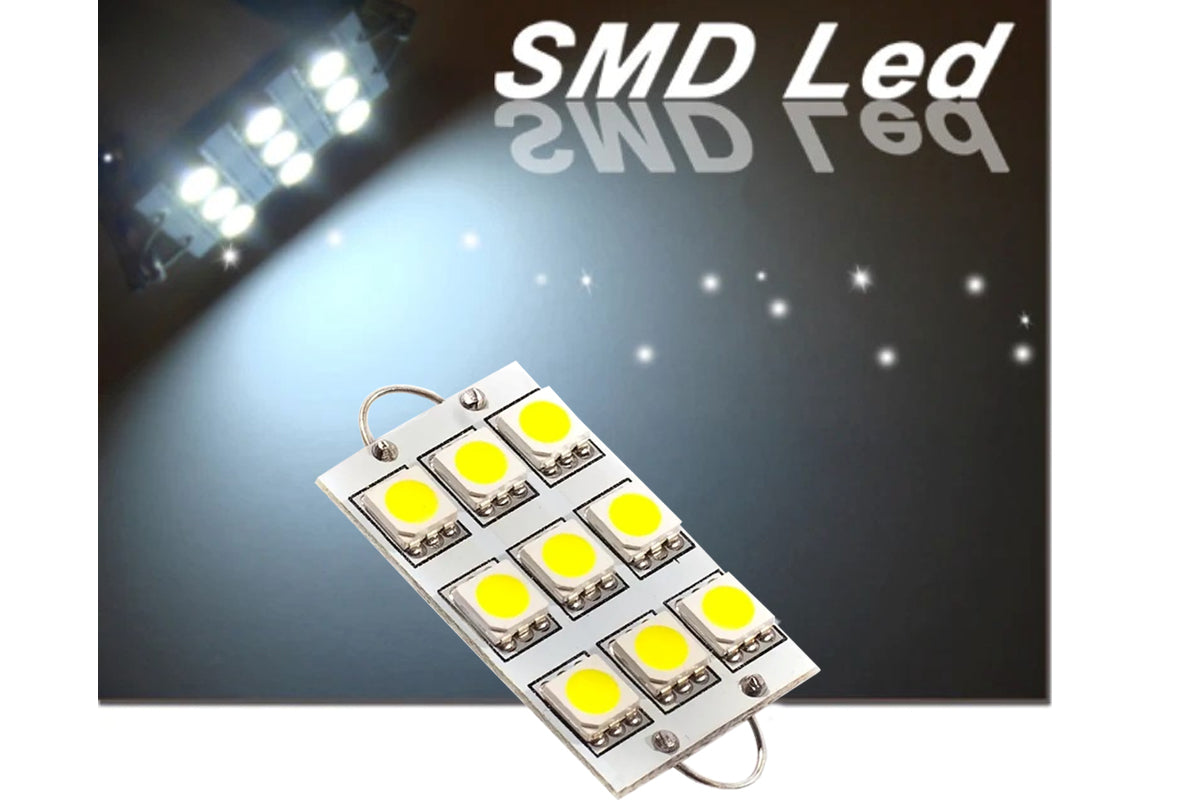 GP Xtreme 1142 221 wire hook end 1.75" 9 White LED Festoon Light Bulbs For Car interior Dome/Map/Trunk GP-221-9SMD-W - GP Lights USA