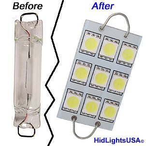 GP Xtreme 1142 221 wire hook end 1.75" 9 White LED Festoon Light Bulbs For Car interior Dome/Map/Trunk GP-221-9SMD-W