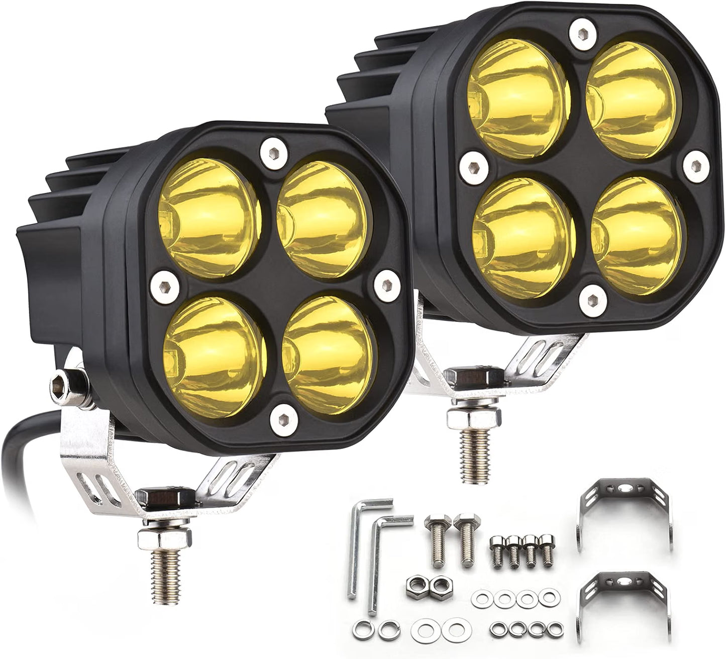 3" 40w Spot Off Road Lights, Driving Fog Lamp, IP68 Waterproof LED Work Light, Amber Cube Lights for Pickup Truck SUV ATV UTV Boat Forklift 4x4 - LED-418-Y