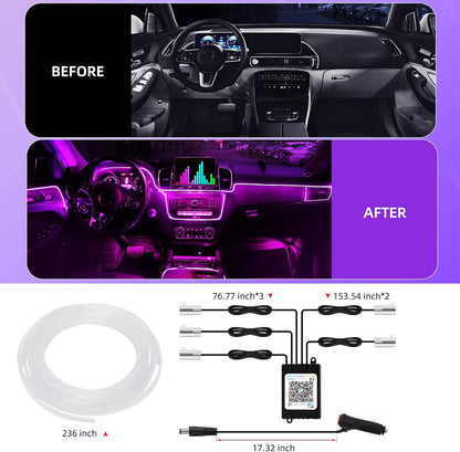 LED Interior Strip Lights, RGB Ambient Lighting Kits, 16 Million Colors 5 in 1 with 236 inches Fiber Optic, Music Sync Rhythm and APP Control, Car Accessories for Dashboard - RGB-Ambient-Strip